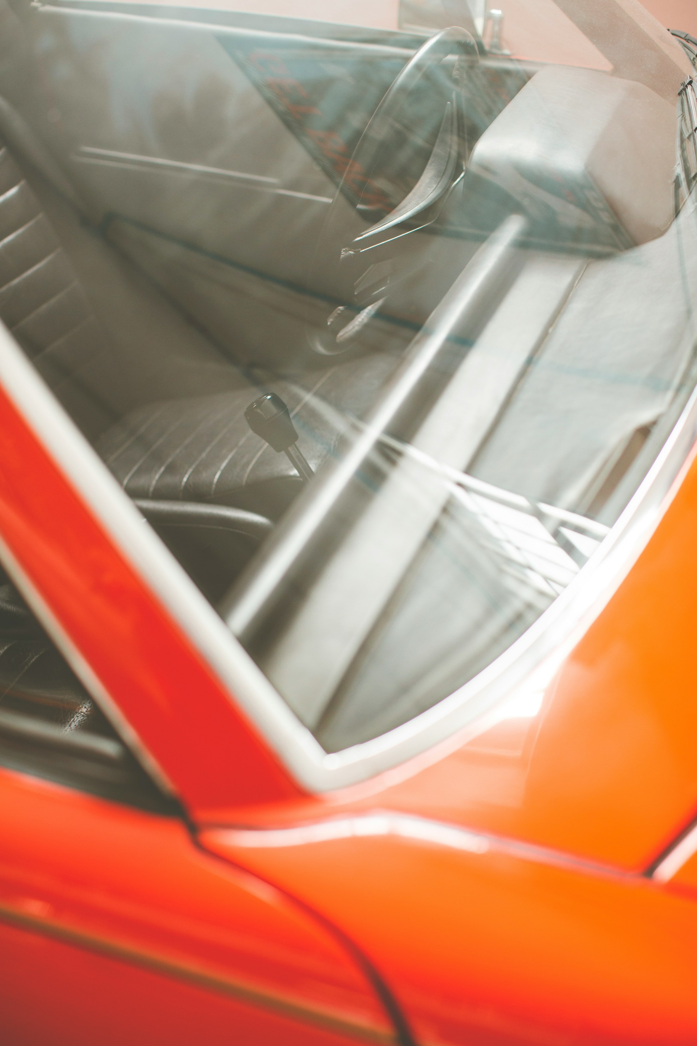 orange and black car door